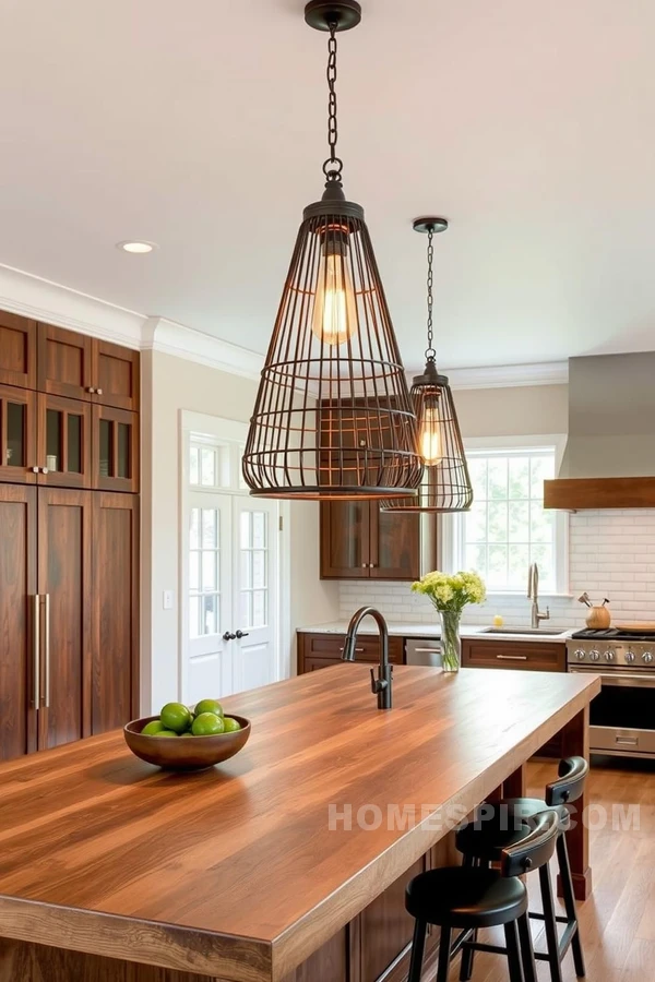 Dramatic Pendant Lighting Over Island Dramatic Pendant Lighting Over Island