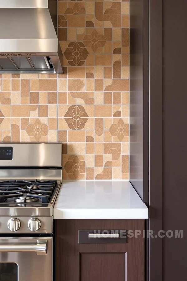 Earth Toned Backsplash with Metal Appliances Earth Toned Backsplash with Metal Appliances