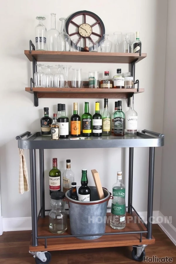 Eclectic Bar Cart with Vintage Charm Eclectic Bar Cart with Vintage Charm