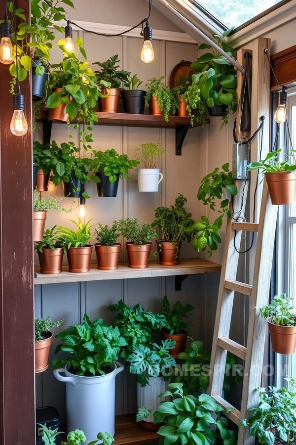 Edison Light and Planters in Kitchen Corner Edison Light and Planters in Kitchen Corner