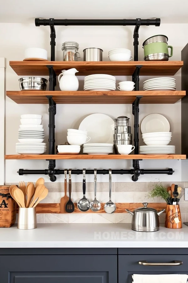 Farmhouse Shelves with Modern Steel Accents Farmhouse Shelves with Modern Steel Accents