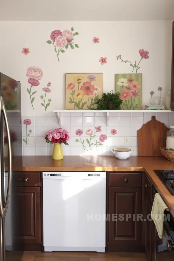Floral Stencils Bring Nature to Cottage Kitchen Walls Floral Stencils Bring Nature to Cottage Kitchen Walls