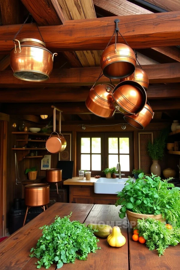 Herbs and Warm Light on Rustic Cottage Countertops Herbs and Warm Light on Rustic Cottage Countertops