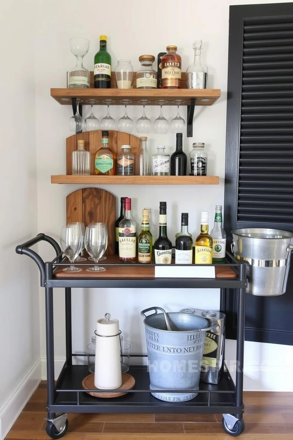 Industrial Bar Cart with Farmhouse Details Industrial Bar Cart with Farmhouse Details
