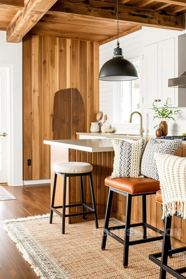 Layered Textures with Rug and Barstools Layered Textures with Rug and Barstools