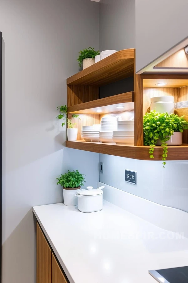 LED Lit Shelves in Contemporary Kitchen LED Lit Shelves in Contemporary Kitchen
