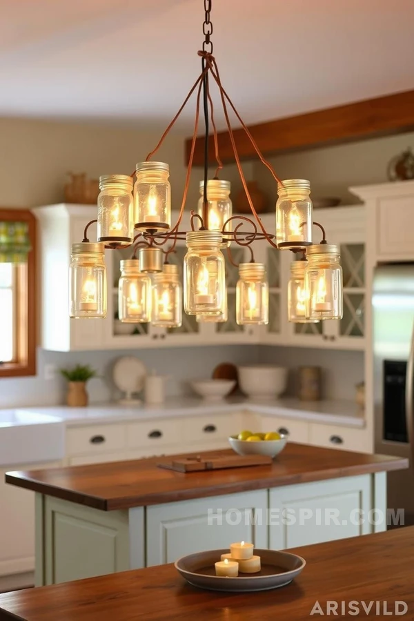 Mason Jar Chandeliers Illuminate Cottage Kitchen Islands Mason Jar Chandeliers Illuminate Cottage Kitchen Islands