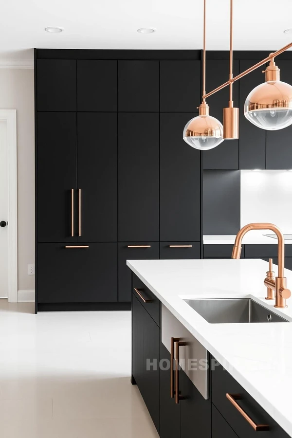 Modern Gray Kitchen with Metallic Twist Modern Gray Kitchen with Metallic Twist