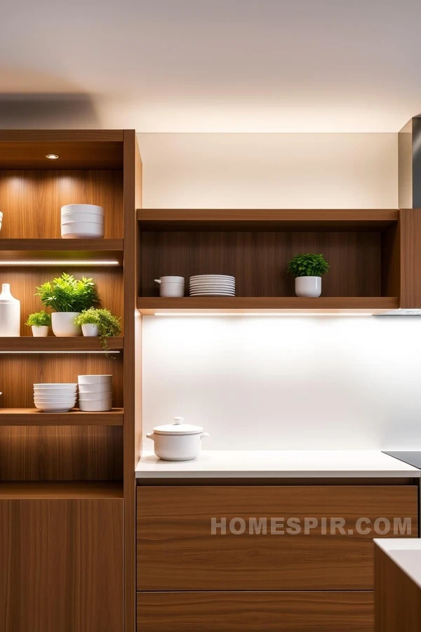 Modern Kitchen with Floating Wood Shelves Modern Kitchen with Floating Wood Shelves