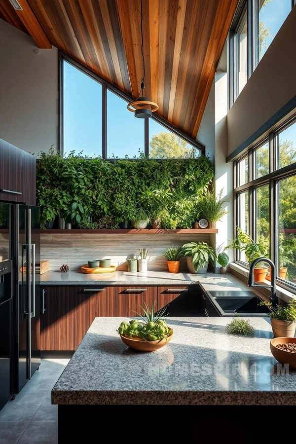 Modern Kitchen with Living Plant Elements Modern Kitchen with Living Plant Elements