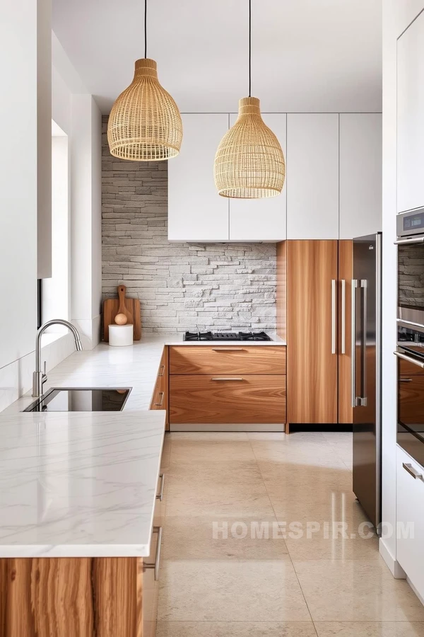 Modern Kitchen with Rustic Stone Elements Modern Kitchen with Rustic Stone Elements