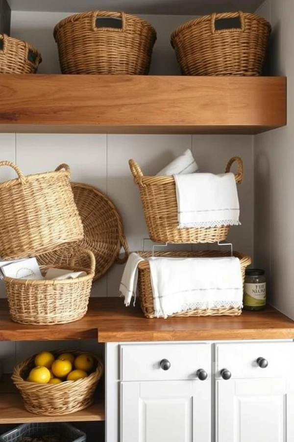 Natural Textured Baskets for Cottage Kitchen Elegance Natural Textured Baskets for Cottage Kitchen Elegance