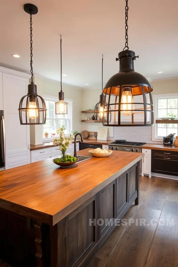 Oversized Metal Pendants in Kitchen Oversized Metal Pendants in Kitchen