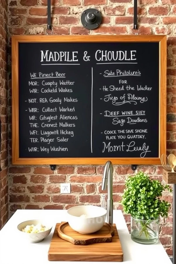 Rustic Chalkboard Accent with Brick Backdrop Rustic Chalkboard Accent with Brick Backdrop