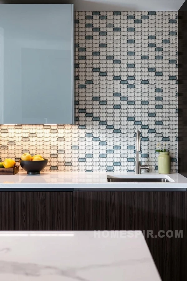 Sleek Countertops with Textured Backsplash Sleek Countertops with Textured Backsplash