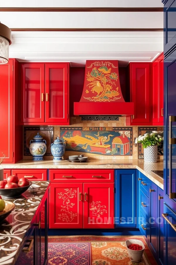 Vibrant Kitchen with Asian Color Flourishes Vibrant Kitchen with Asian Color Flourishes