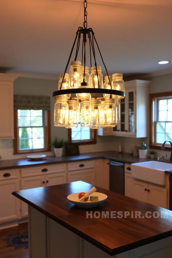 Warm and Cozy Cottage Kitchen with Jar Chandeliers Warm and Cozy Cottage Kitchen with Jar Chandeliers