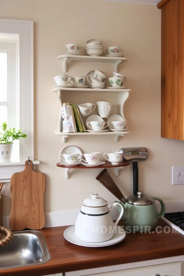 Whimsical Vintage Teacup Display for Cottage Kitchens Whimsical Vintage Teacup Display for Cottage Kitchens