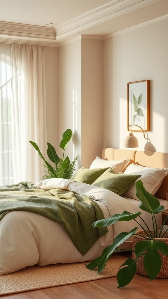 20. Lush Comfort: Beige and Green Aesthetic