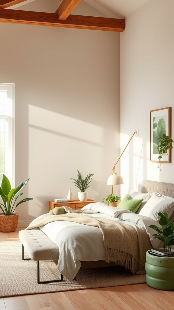 8. Neutral Serenity with Pops of Green