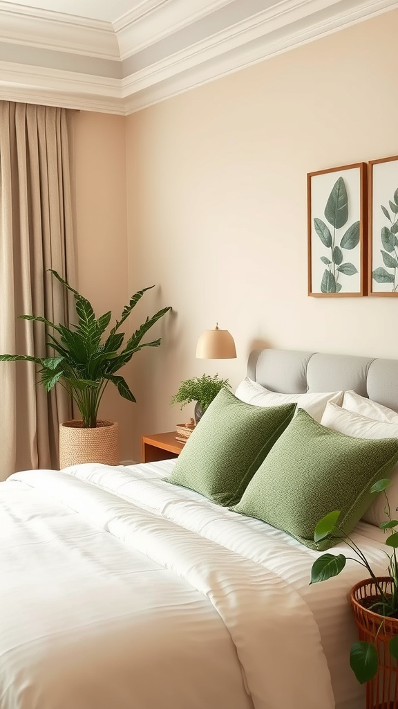 4. Beige Retreat with Green Touches