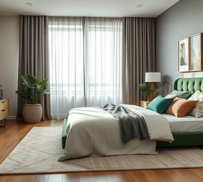 20 Stunning Green Gray And Beige Bedroom Combos for Harmony