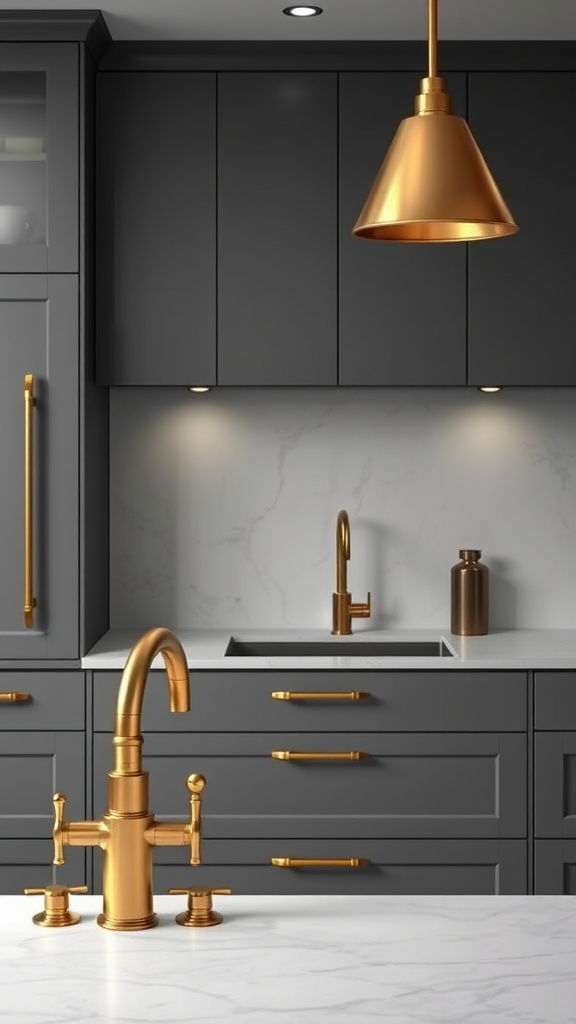 11. Grey Kitchens with Brass Fixtures