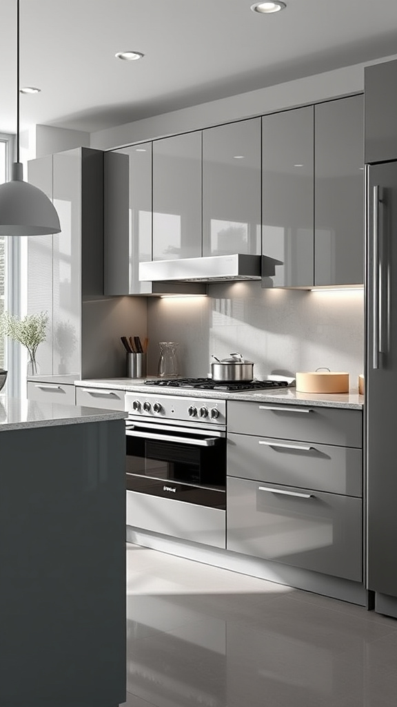 14. High Gloss Grey Cabinets