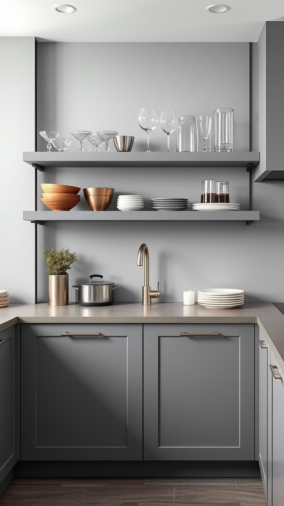 16. Modern Grey Open Shelving