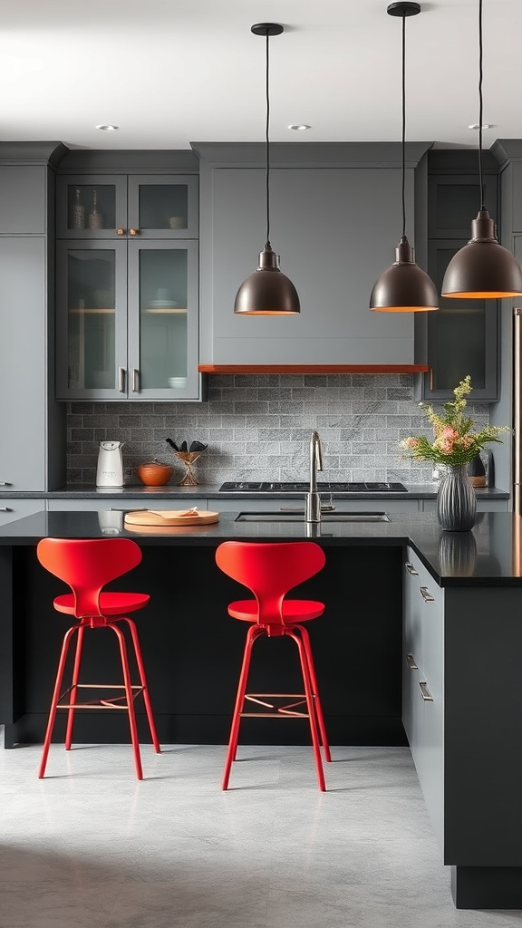 19. Grey Kitchens with Bold Contrasts