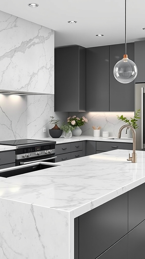 2. Elegant Grey Marble Countertops