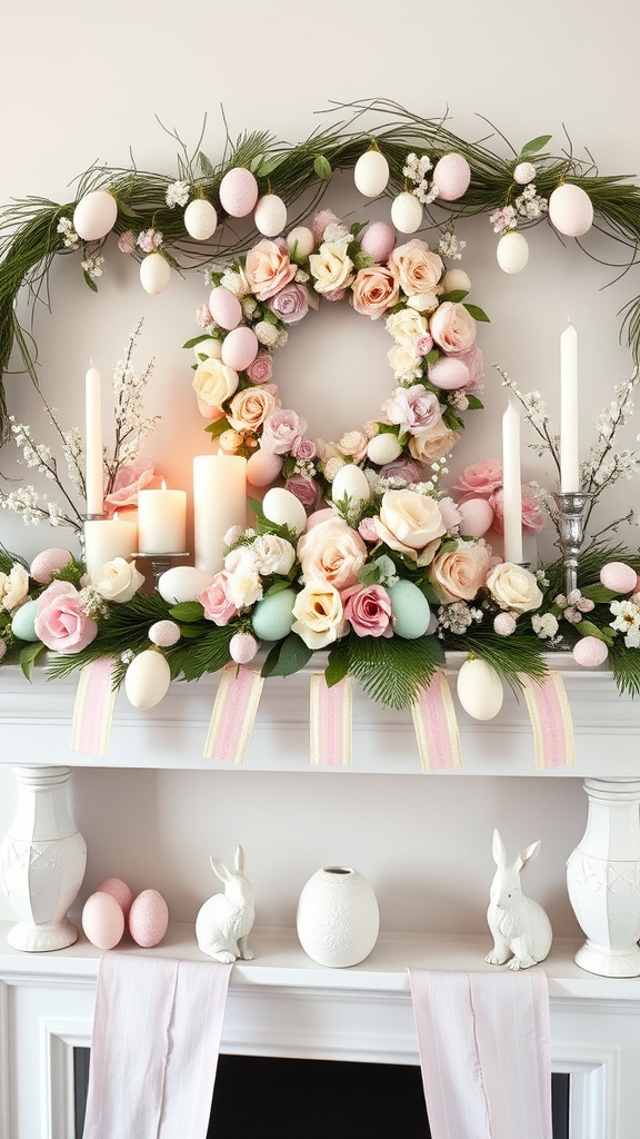 2. Pastel Perfection Easter Mantel