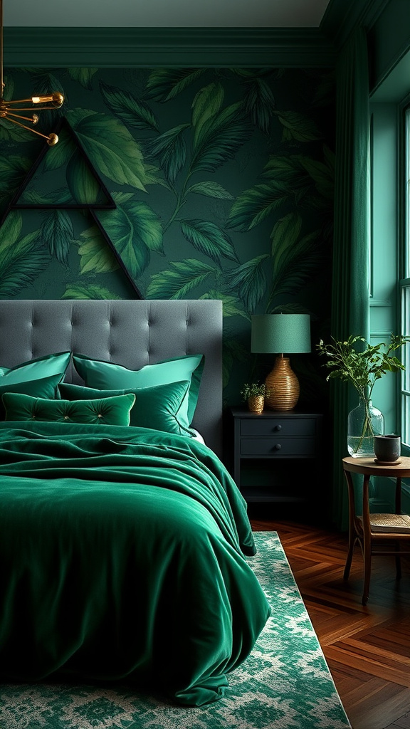 15. Green Glamour in Bedrooms