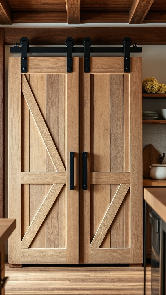 11. Farmhouse Fresh: Barn Door Cabinets