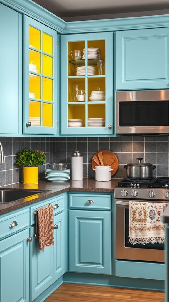 13. Pops of Color: Painting Cabinet Interiors