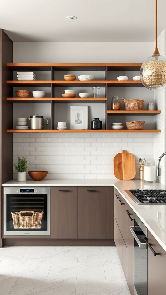 2. Transform with Sleek Open Shelving