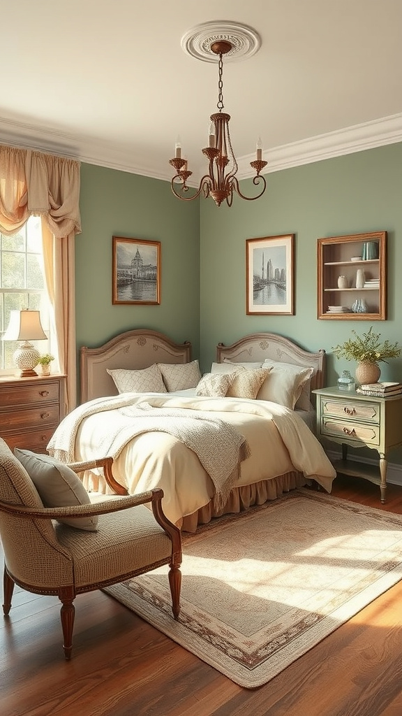 11. Vintage Vibes: Sage Green and Beige Nostalgia