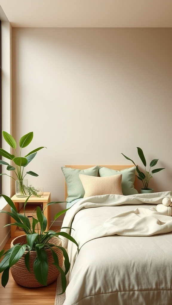 18. Urban Chic: Green Touches and Beige Base
