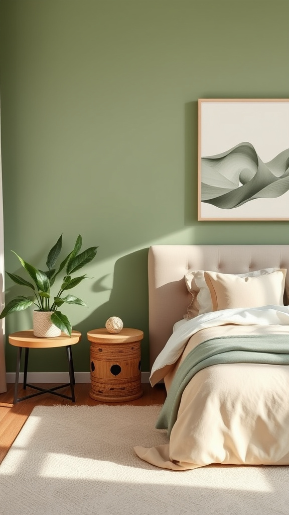22. Elegant Simplicity: Green Shades and Beige