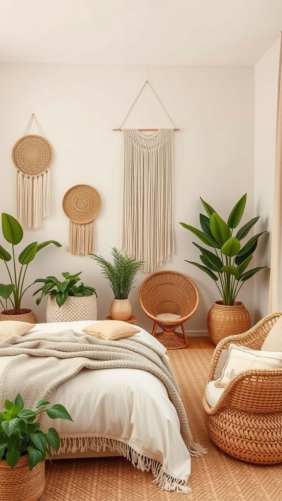 6. Boho Dream: Beige Accents and Green Charm