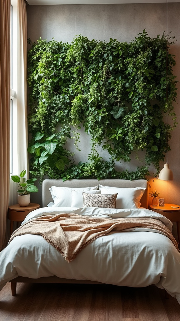 9. Vertical Gardens: Green Walls and Cozy Beige