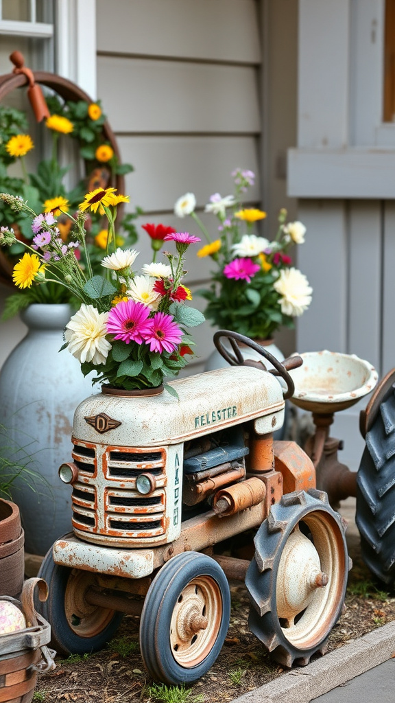 20. Vintage Tractor Planters