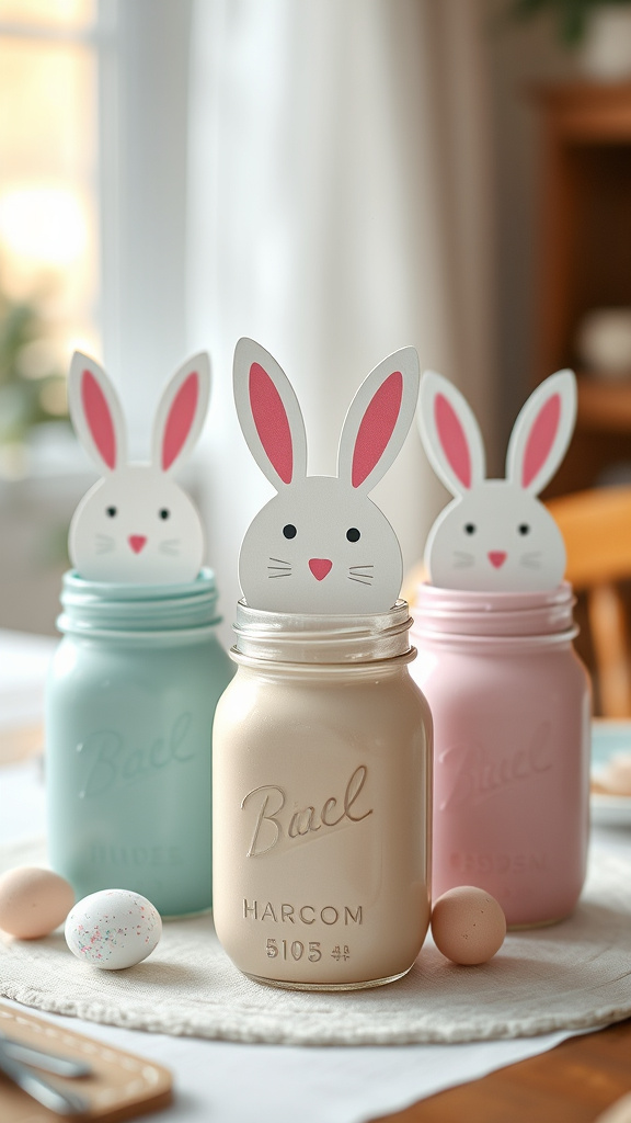 16. DIY Bunny Mason Jar Centerpiece
