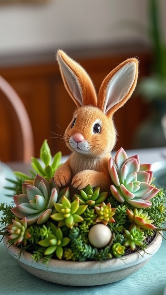 4. Sweet Succulent Bunny Arrangement