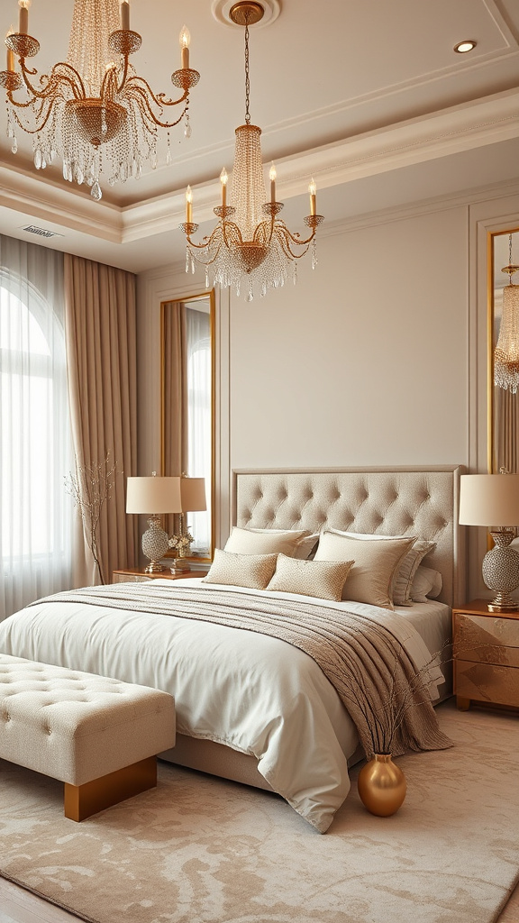 12. Modern Glam: Beige Bedroom Ideas