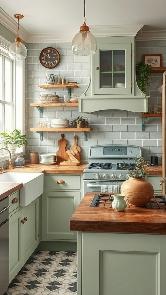 21. Sage Accents with Vintage Flair