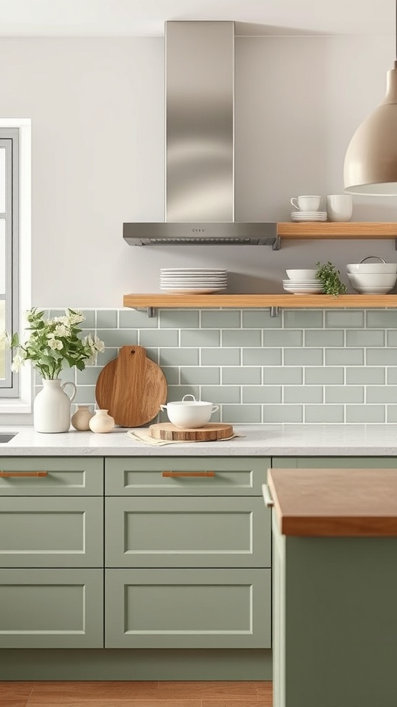 4. Sage Accents for Minimalist Kitchens