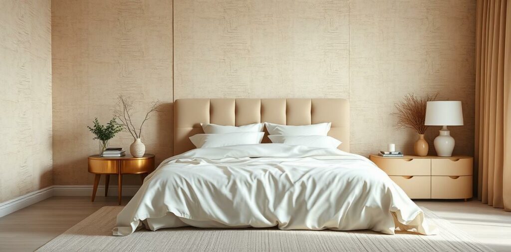 26 Dreamy Beige Aesthetic Wallpaper Bedroom Ideas for Texture