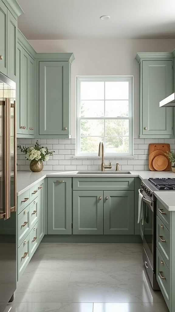 12. Sage Green Cabinets for Serenity