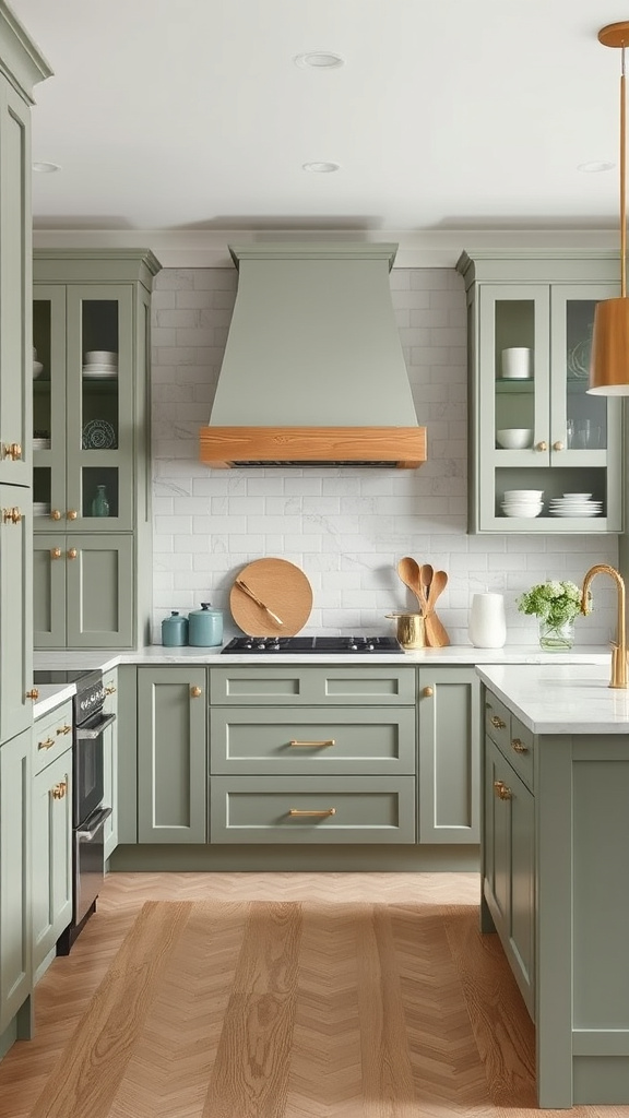 14. Cool and Calming Sage Kitchens